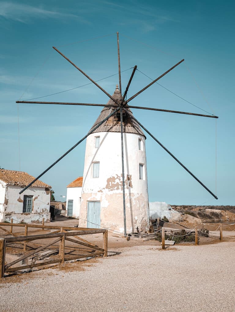 windmill at Natural Mud Baths at Mar Menor, Spain